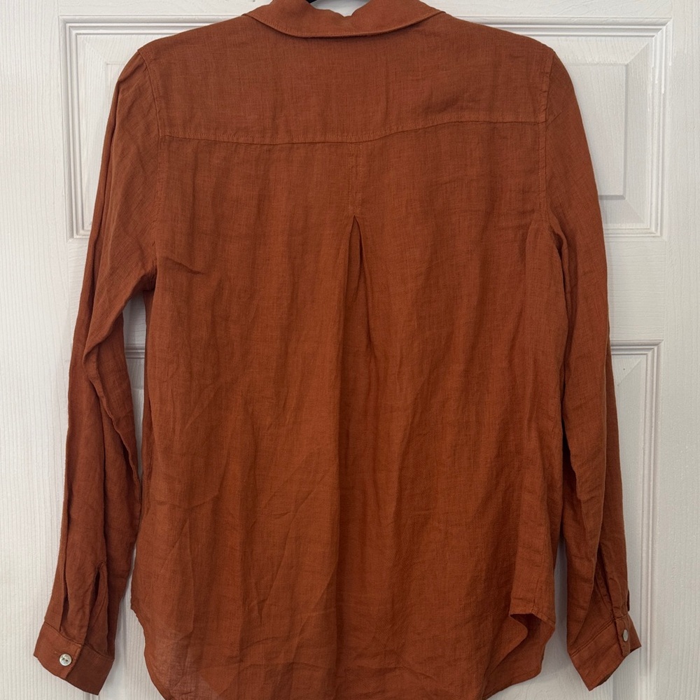 Cloth & Stone Terracotta 100% Linen Button-Down Shirt - Picture 4 of 4